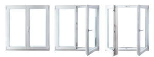 Moderne Fenster mit Doppelverglasung auf weißem Hintergrund
